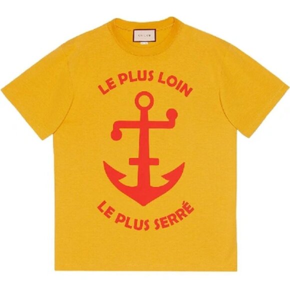 NWT Gucci anchor print oversized T-shirt In Yellow Size M - Picture 1 of 14
